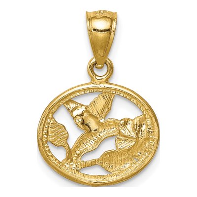 14K Yellow Gold Diamond-Cut Hummingbird Pendant – view 4