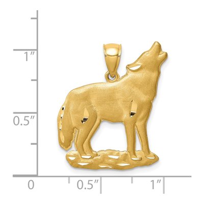 14K Yellow Gold Howling Wolf Pendant – view 5