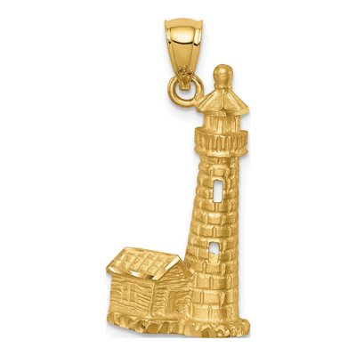 14K Yellow Gold Lighthouse Pendant