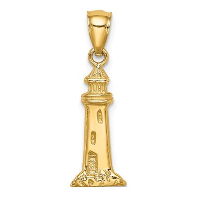 14K Yellow Gold Lighthouse Pendant