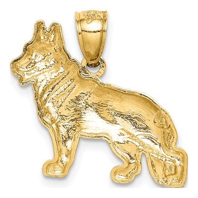 14K Yellow Gold German Shepherd Dog Pendant – view 4