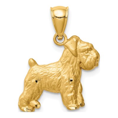 14K Yellow Gold Mini Schnauzer Dog Pendant