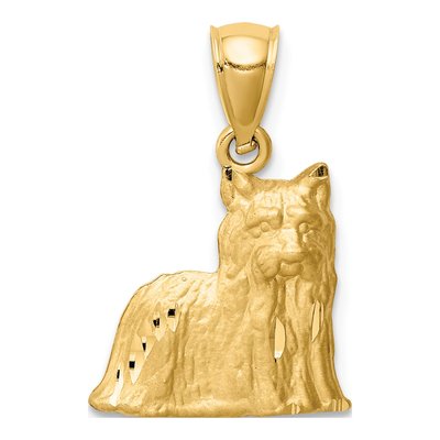 14K Yellow Gold Yorkshire Terrier Dog Pendant