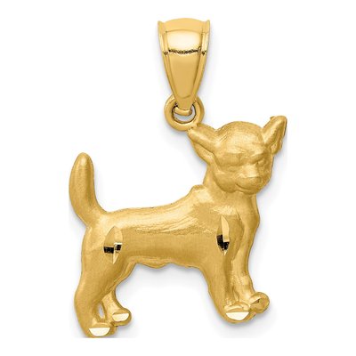 14K Yellow Gold Chihuahua Dog Pendant