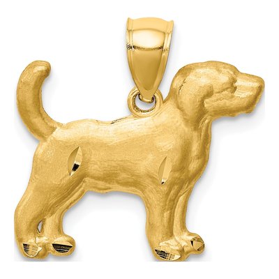 14K Yellow Gold Beagle Dog Pendant