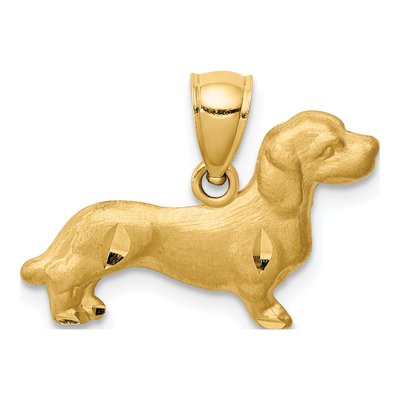 14K Yellow Gold Dachshund Dog Pendant