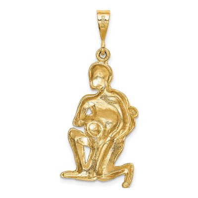 14K Yellow Gold Aquarius Zodiac Pendant – view 5