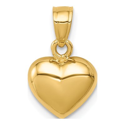 14K Yellow Gold Concave Heart Pendant