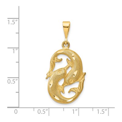 14K Yellow Gold Pisces Zodiac Pendant – view 4
