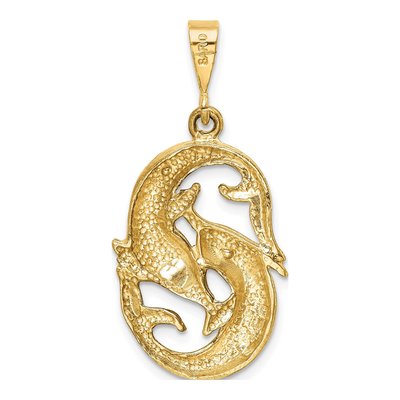 14K Yellow Gold Pisces Zodiac Pendant – view 5