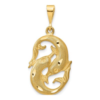 14K Yellow Gold Pisces Zodiac Pendant
