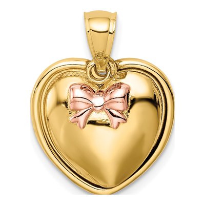 14K Yellow Gold Bow Heart Locket
