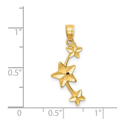 14K Yellow Gold Diamond-Cut Stars Pendant – view 5
