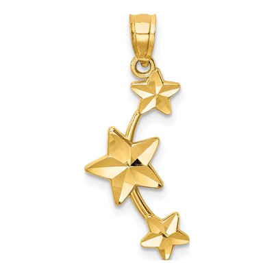 14K Yellow Gold Diamond-Cut Stars Pendant