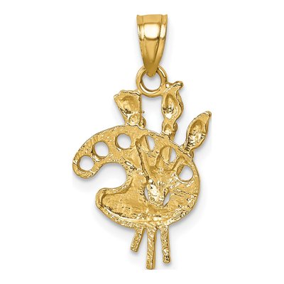 14K Yellow Gold Artists Paint Palette Pendant – view 4
