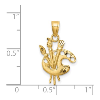 14K Yellow Gold Artists Paint Palette Pendant – view 5
