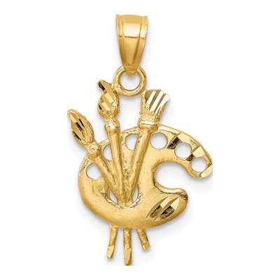 14K Yellow Gold Artists Paint Palette Pendant
