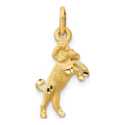 14K Yellow Gold Aries Zodiac Pendant