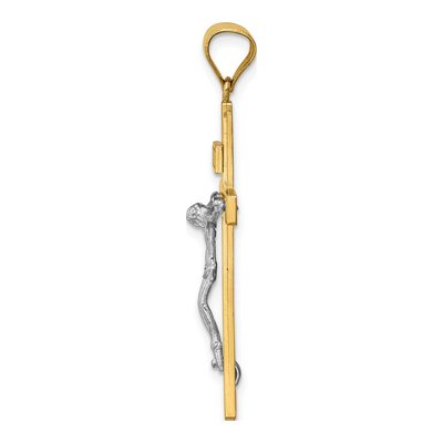 14K Two-Tone Gold INRI Crucifix Pendant – view 3