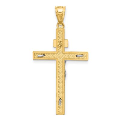 14K Two-Tone Gold INRI Crucifix Pendant – view 4