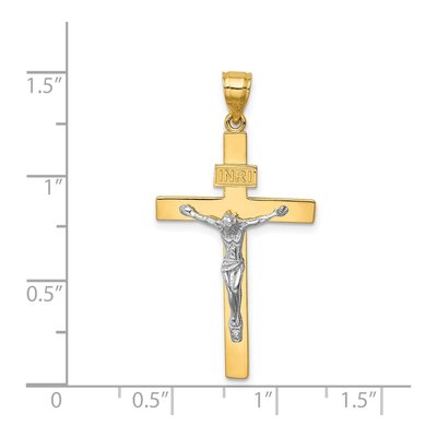 14K Two-Tone Gold INRI Crucifix Pendant – view 5