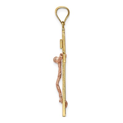 14K Two-Tone Gold INRI Crucifix Pendant – view 3