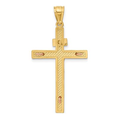 14K Two-Tone Gold INRI Crucifix Pendant – view 4