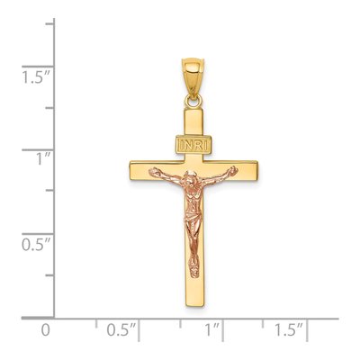 14K Two-Tone Gold INRI Crucifix Pendant – view 5