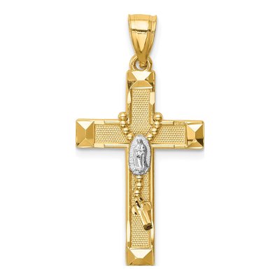 14K Yellow Gold Cross Rosary Pendant