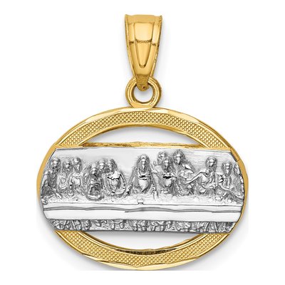 14K Yellow Gold Last Supper Oval Pendant