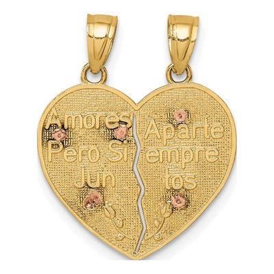 14K Two-Tone Gold Reversible Guadalupe Crucifix Heart Pendant – view 5