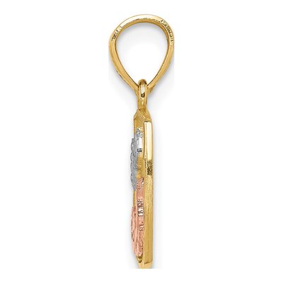 14K Two-Tone Gold Baptism Rectangular Pendant – view 3