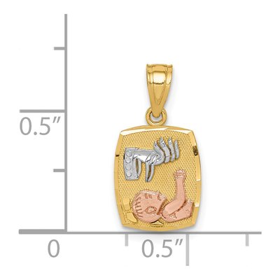 14K Two-Tone Gold Baptism Rectangular Pendant – view 5