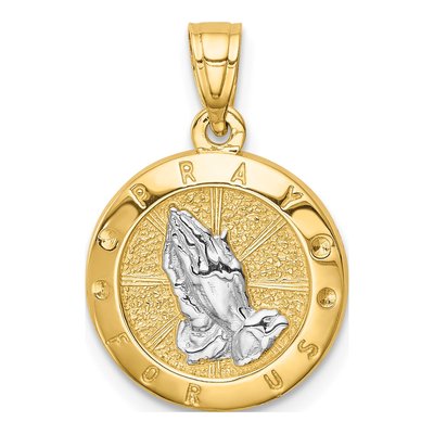 14K Yellow Gold Praying Hands Pendant