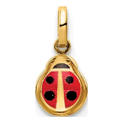 14K Yellow Gold Enamel Ladybug Charm