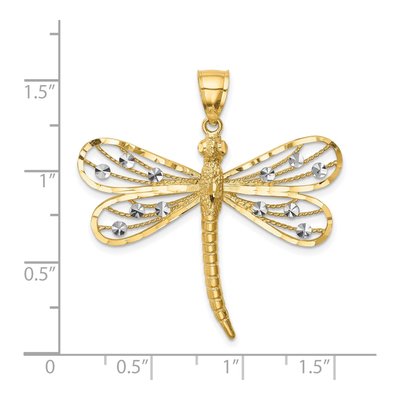 14K Yellow Gold Diamond-Cut Dragonfly Pendant – view 5