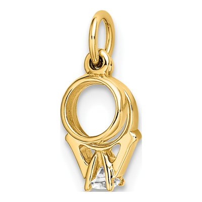 14K Yellow Gold CZ Wedding Charm