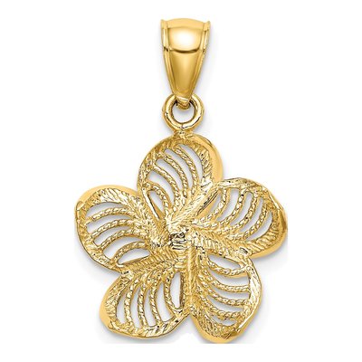 14K Yellow Gold Plumeria Flower Pendant – view 5