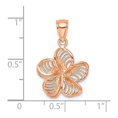 14K Rose Gold Plumeria Flower Pendant – view 4