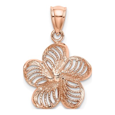 14K Rose Gold Plumeria Flower Pendant – view 5