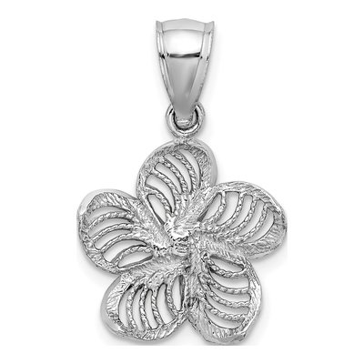 14K White Gold Plumeria Flower Pendant – view 5
