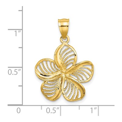 14K Yellow Gold Plumeria Flower Pendant – view 4