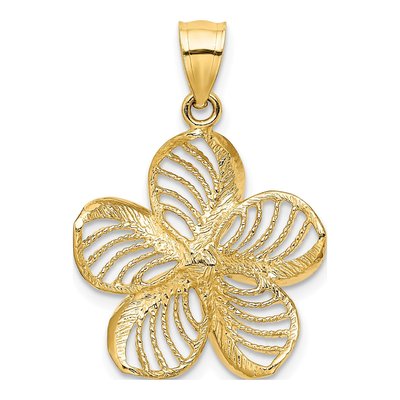14K Yellow Gold Plumeria Flower Pendant – view 5