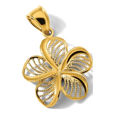 14K Yellow Gold Plumeria Flower Pendant – view 6