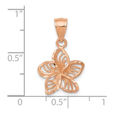 14K Rose Gold Beaded Plumeria Flower Charm – view 4