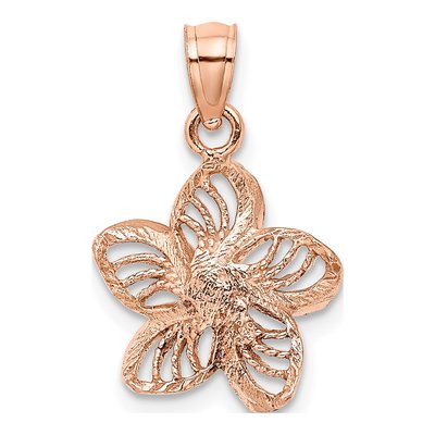 14K Rose Gold Beaded Plumeria Flower Charm – view 5