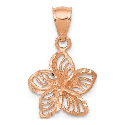 14K Rose Gold Beaded Plumeria Flower Charm