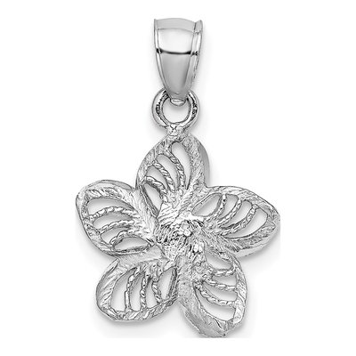 14K White Gold Plumeria Flower Pendant – view 5