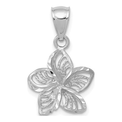 14K White Gold Plumeria Flower Pendant