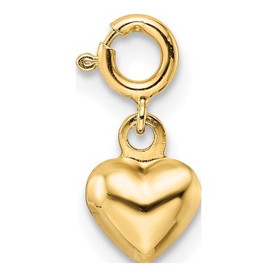 14K Yellow Gold Puffed Heart Charm
